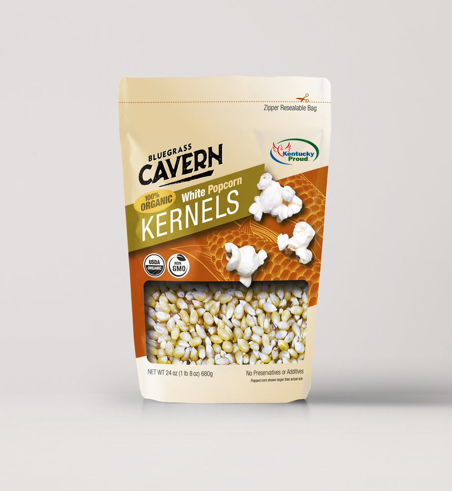 Bluegrass Cavern Organic White Popcorn Kernels Package